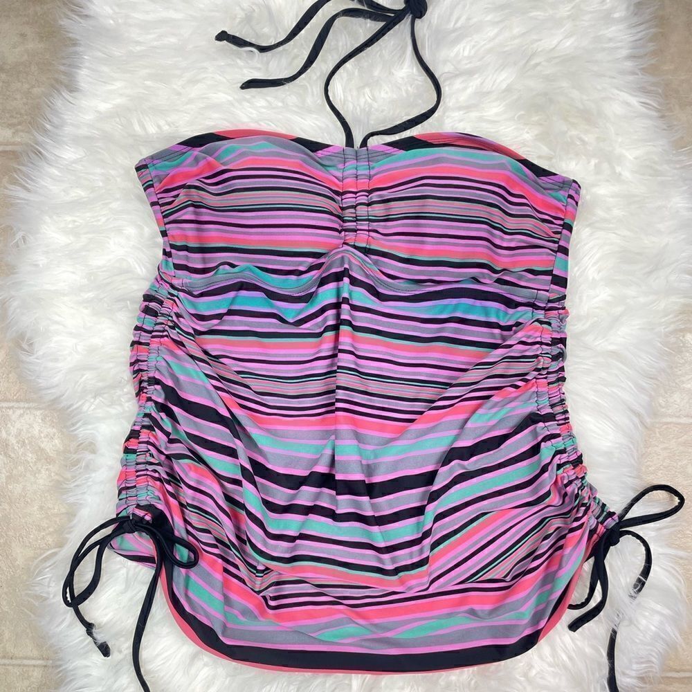 Liz Lange Maternity bathing suit M striped,strapless,colorful, halter